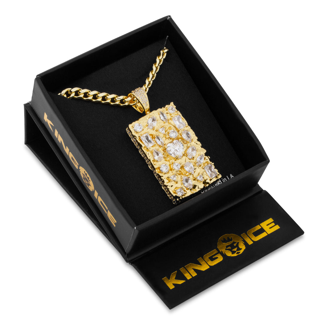 King Ice 14K Gold Plated Diamond in the Rough Necklace NKX14434