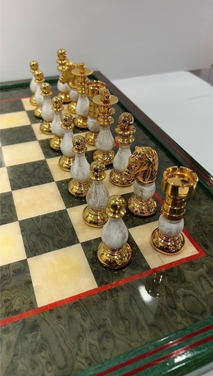 Italfama Chess Set Green Briar Wood Classic French Set 503R+151GS-DEC-O
