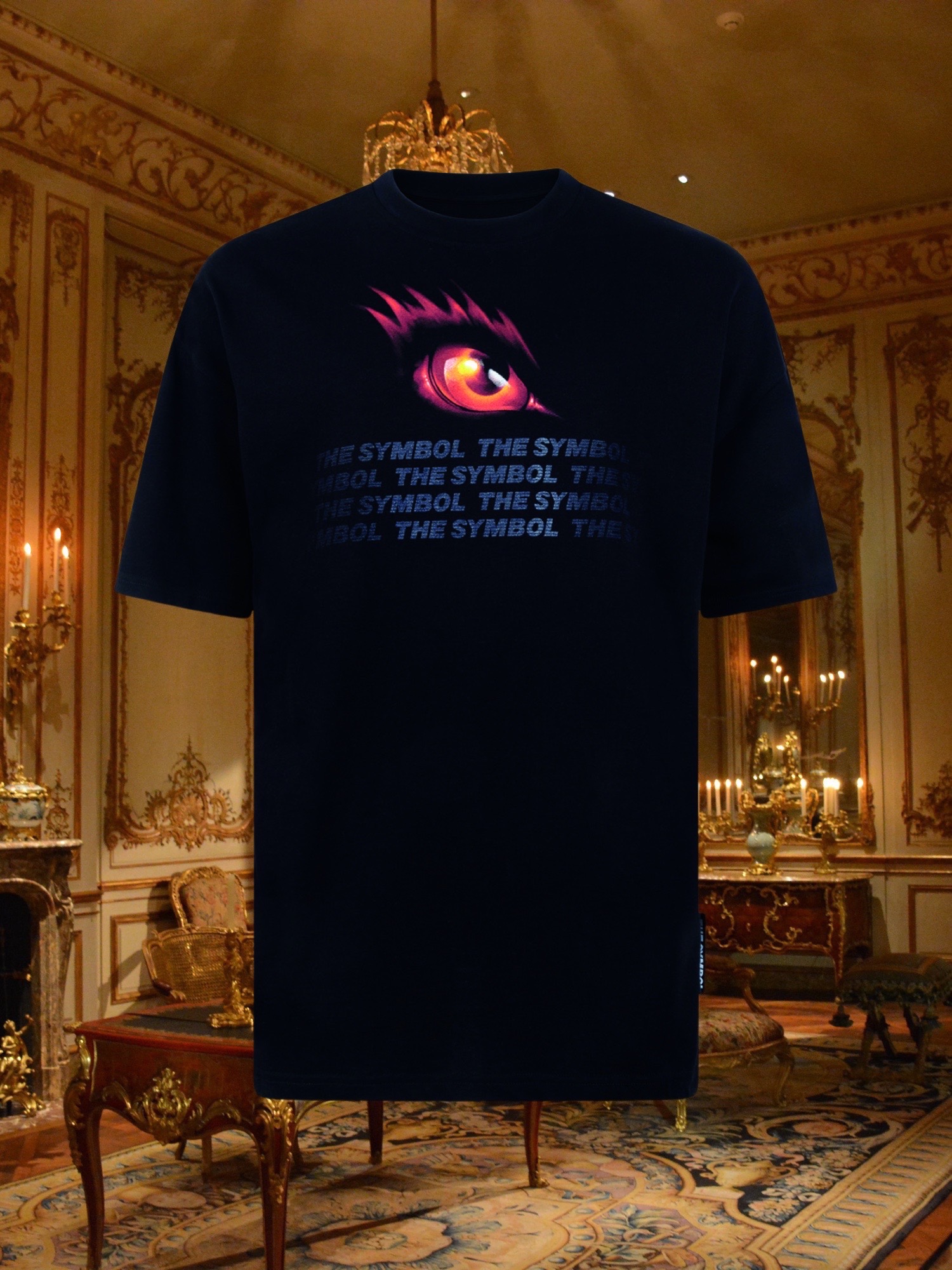 THE SYMBOL Fantasy Eye UV Blacklight Oversized T Shirt Black