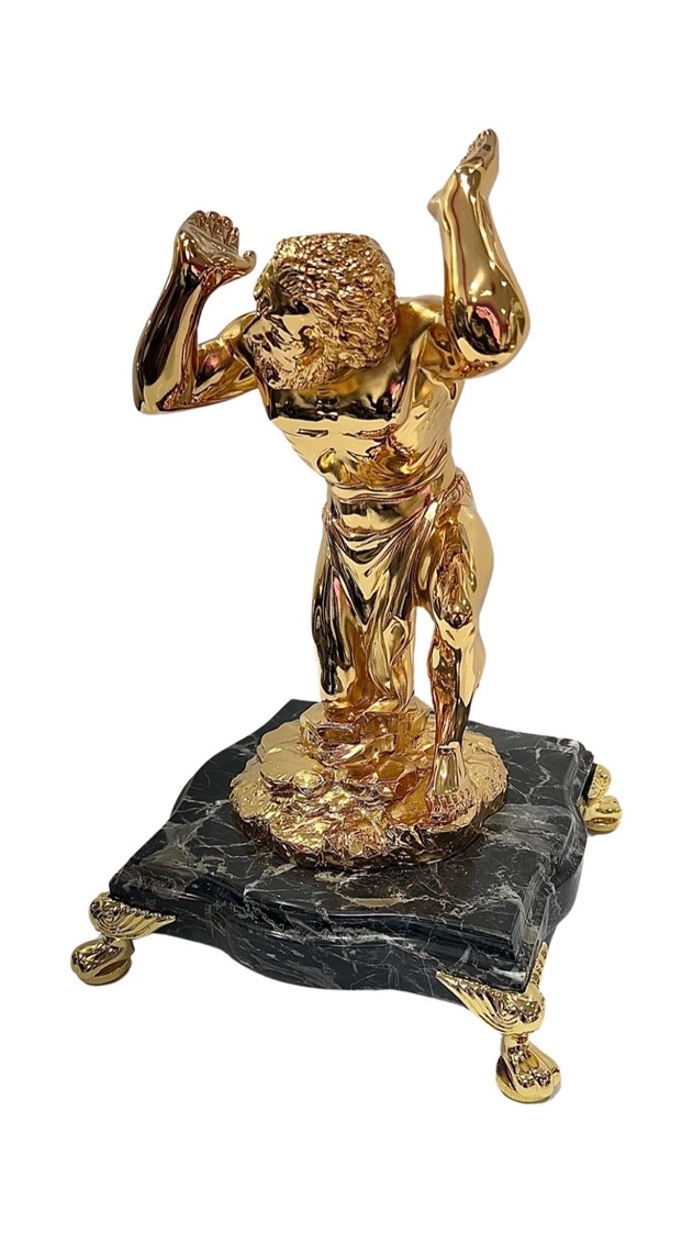 Titan Atlas Sculpture 24k Gold Plated & Black Marble without Mova Globe