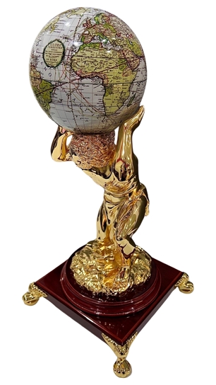 Titan Atlas Sculpture 24k Gold Plated & Rosewood without Mova Globe