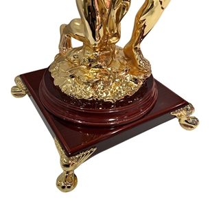 Titan Atlas Sculpture 24k Gold Plated & Rosewood w/ Mova Globe