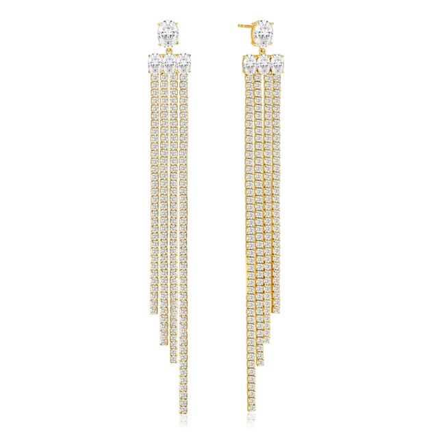 Ellisse Lungo Exclusive Grande Earrings 18k Gold Plated E2328-CZ-YG