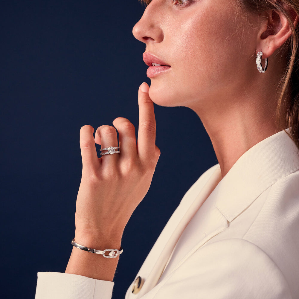 Ellisse Carezza Piccolo Sterling Silver Ring R2357-CZ