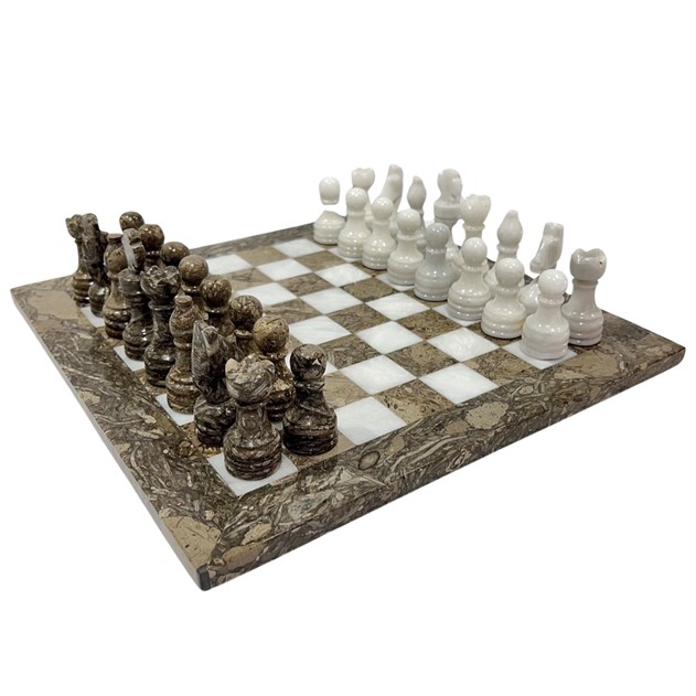 Italfama Chess Set 1024 Grey White Marble 30cm