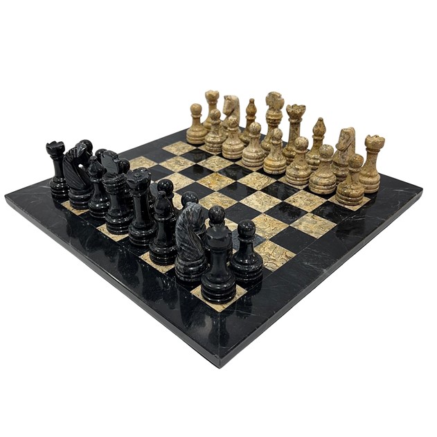 Italfama Chess Set 1009 Black Brown Marble 30cm