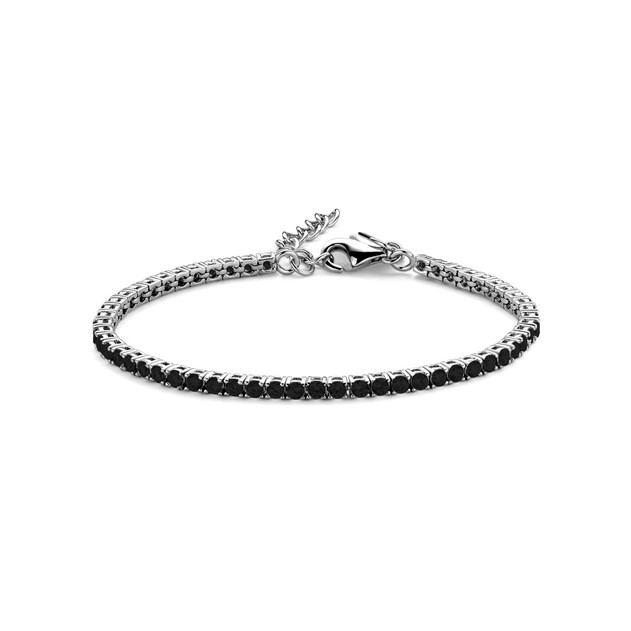Garonne Sterling Silver 3mm Tennis Bracelet Silver/Black 9NB-1221
