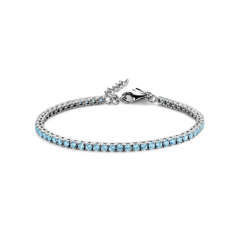 Garonne Sterling Silver 3mm Tennis Bracelet Silver/Blue 9NB-1223