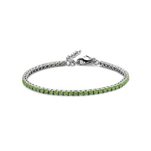 Garonne Sterling Silver 3mm Tennis Bracelet Silver/Green 9NB-1222