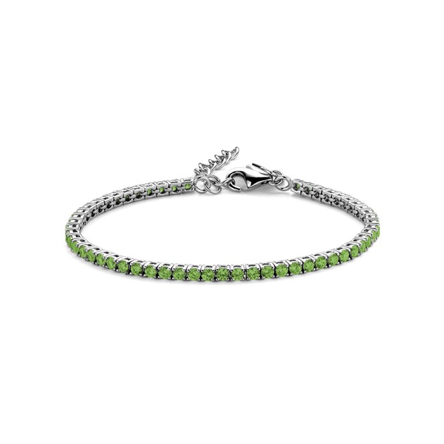 Garonne Sterling Silver 3mm Tennis Bracelet Silver/Green 9NB-1222