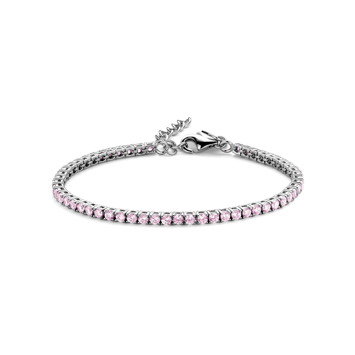 Garonne Sterling Silver 3mm Tennis Bracelet Silver/Pink 9NB-1219