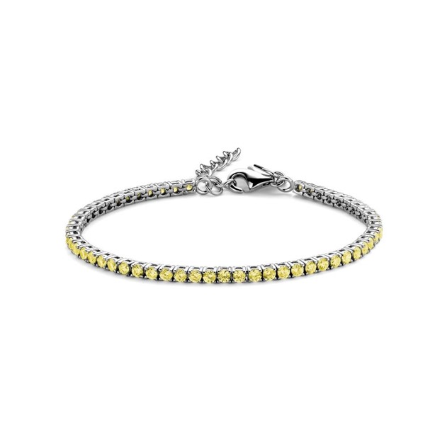 Garonne Sterling Silver 3mm Tennis Bracelet Silver/Yellow 9NB-1216