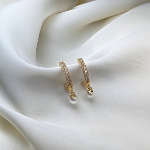 Ellera Perla 18k Gold Plated Earrings E12280-CZ-SG