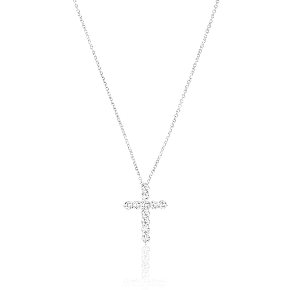 Belluno Croce Sterling Silver Necklace SJ-N2394-CZ