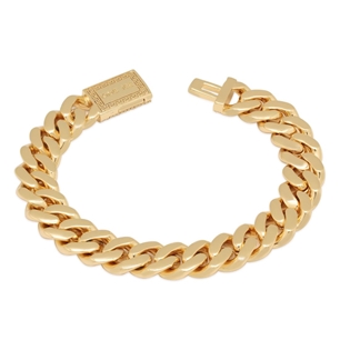King Ice 14k Gold Plated Miami Iced Cuban Link Bracelet 8" BRX14100
