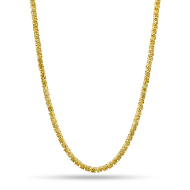 King Ice 14k Gold Plated 4mm Citrine Tennis Chain 22" CHX03388