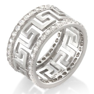 King Ice White Gold Plated Greek Key Ring RGX12913