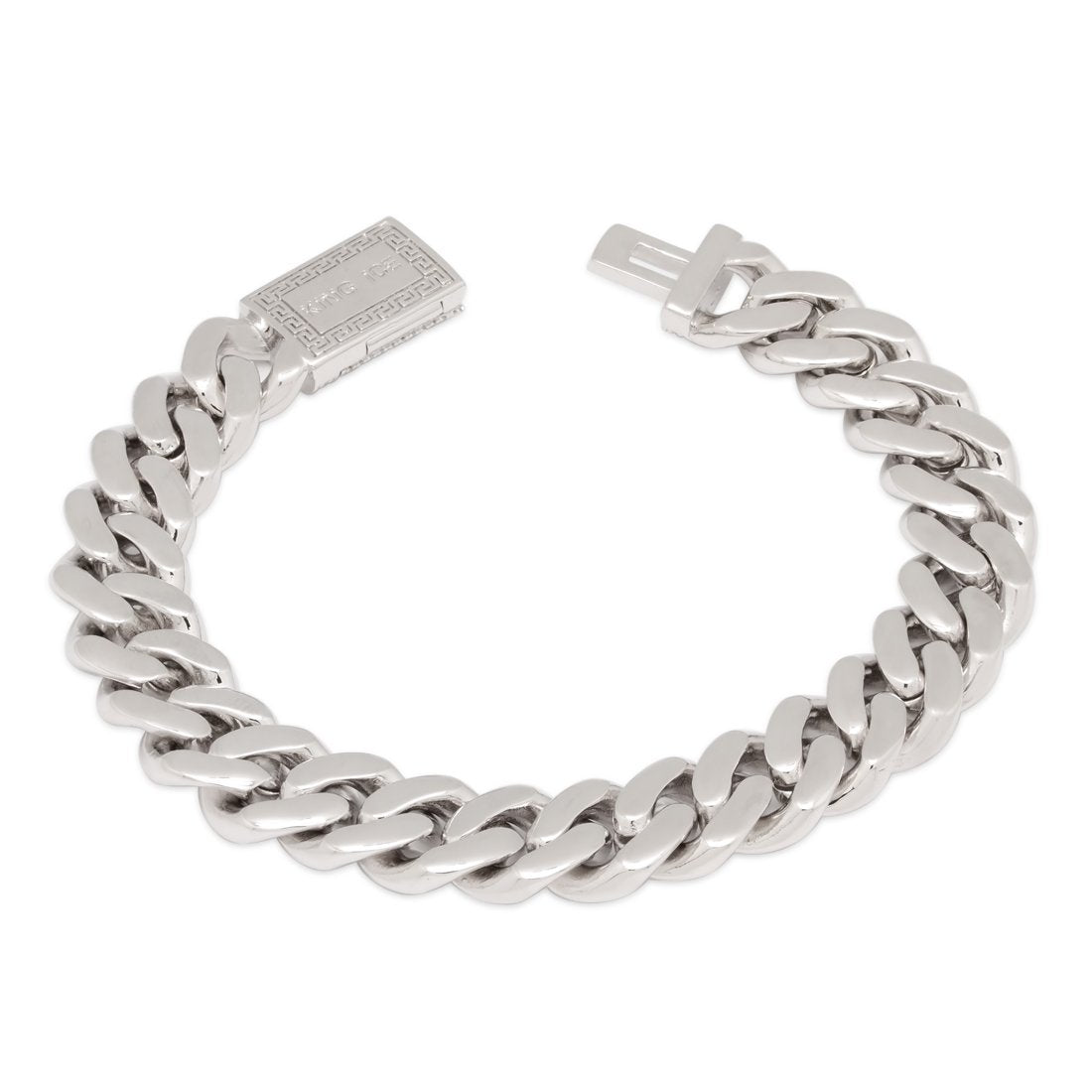 King Ice White Gold Plated Miami Iced Cuban Link Bracelet 8" BRX14100
