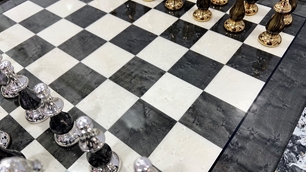Italfama Chess Set Oriental Style Grey Briar Wood 508R+154GSF