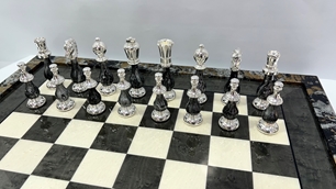 Italfama Chess Set Oriental Style Grey Briar Wood 508R+154GSF