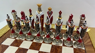 Italfama Chess Set Renaissance Briar Wood Golden Frame 721RLCOR+19-48
