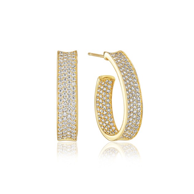 Felline Concavo 18k Gold Plated Earrings E2390-CZ-YG