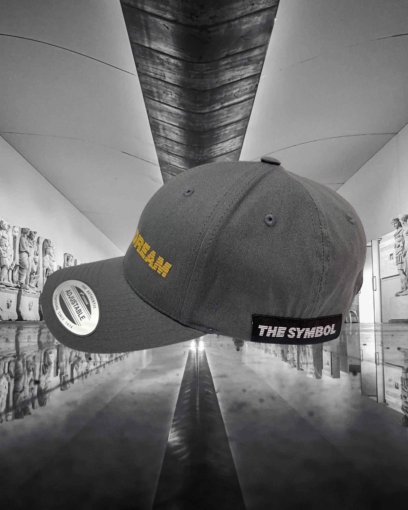 THE SYMBOL Dare To Dream Embroidery Baseball Cap Charcoal/Gold