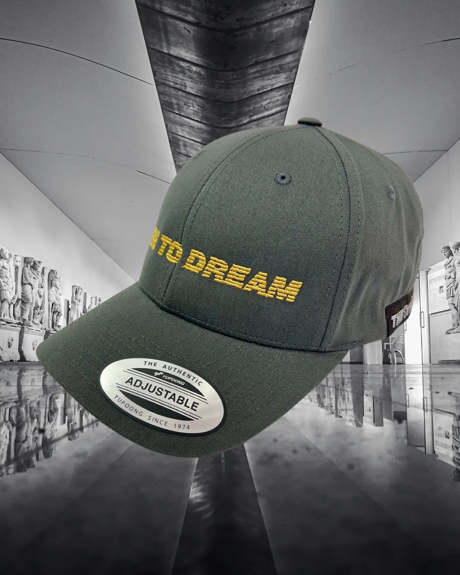 THE SYMBOL Dare To Dream Embroidery Baseball Cap Charcoal/Gold