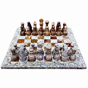 Italfama Chess Set 1026 Brown Red Marble 30cm