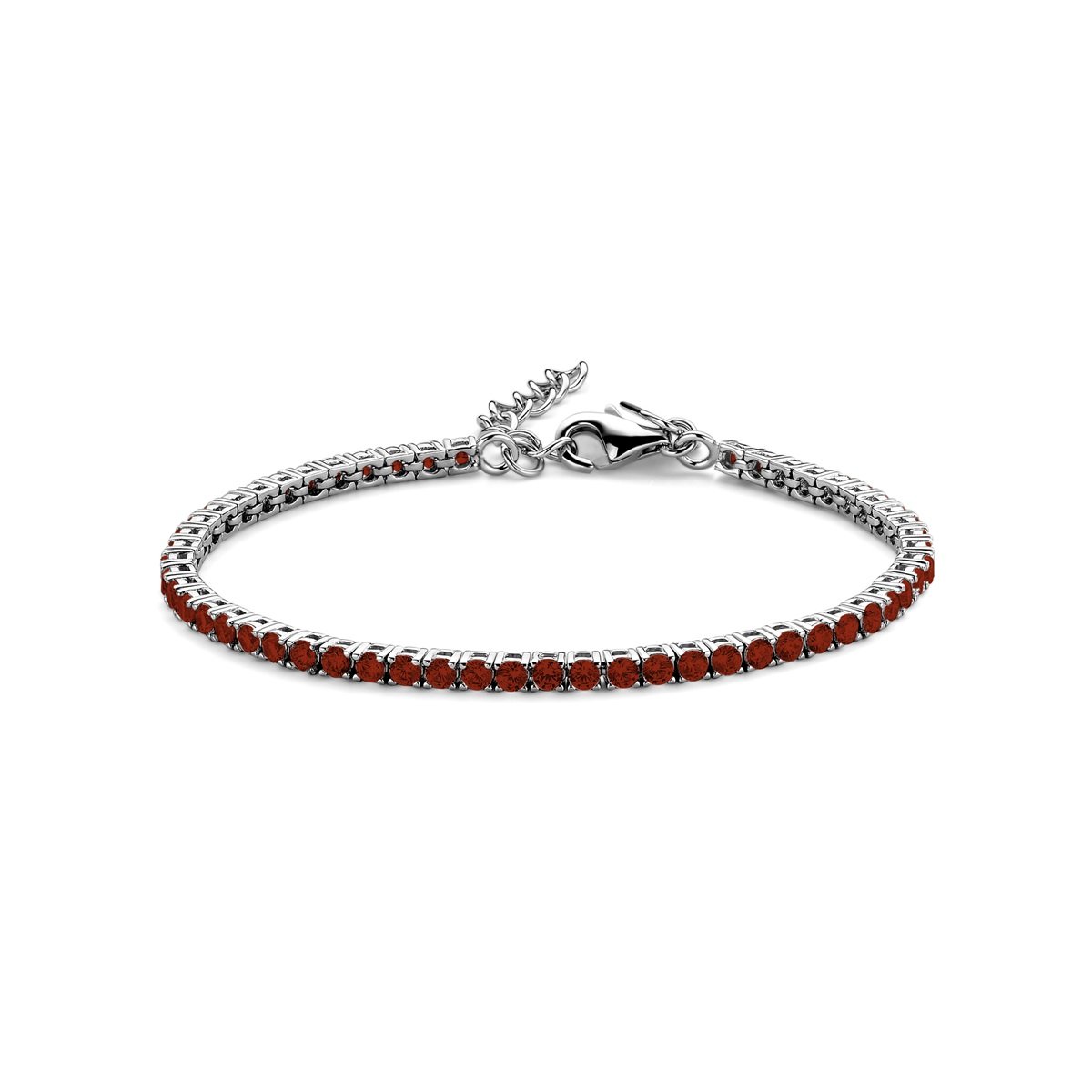 Garonne Sterling Silver 3mm Tennis Bracelet Silver/Red 9NB-1218