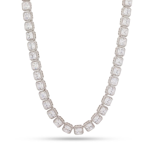 King Ice White Gold Plated 5mm Princess Cut Tennis Chain CHX14033 22"