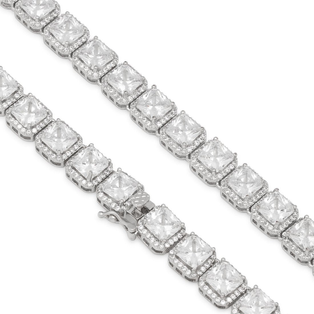 King Ice White Gold Plated 5mm Princess Cut Tennis Chain CHX14033 18"