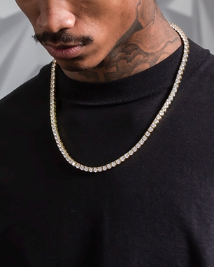 King Ice 14k Gold Plated Tennis Chain 4mm 22" CHX02953