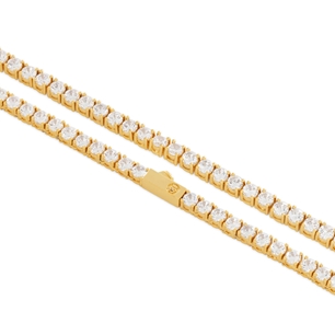 King Ice 14k Gold Plated Tennis Chain 4mm 20" CHX02953