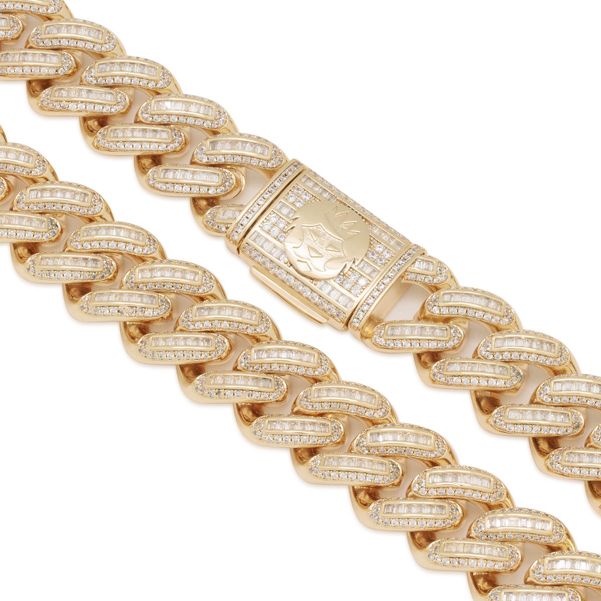 King Ice 14k Gold Plated 18mm Iced Baguette Chain 22" CHX14104