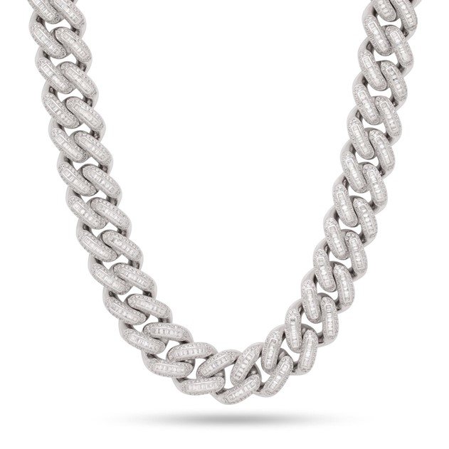 King Ice White Gold Plated 18mm Iced Baguette Chain 22" CHX14104