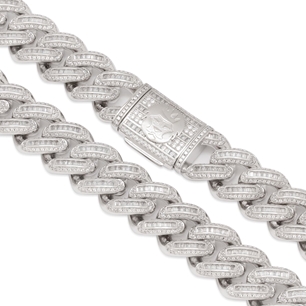 King Ice White Gold Plated 18mm Iced Baguette Chain 22" CHX14104