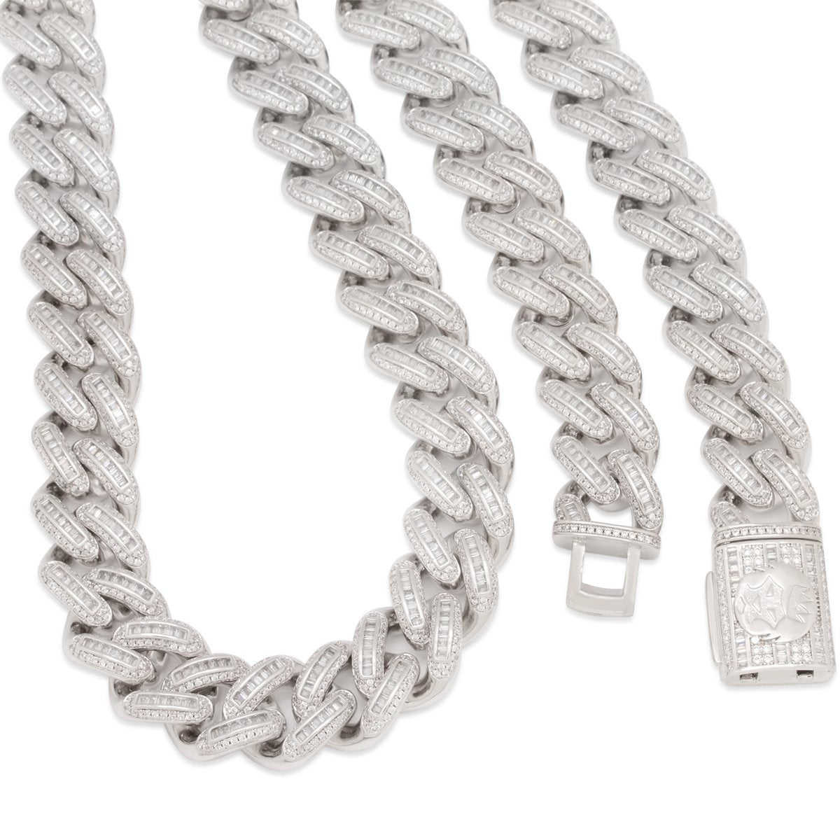 King Ice White Gold Plated 18mm Iced Baguette Chain 22" CHX14104