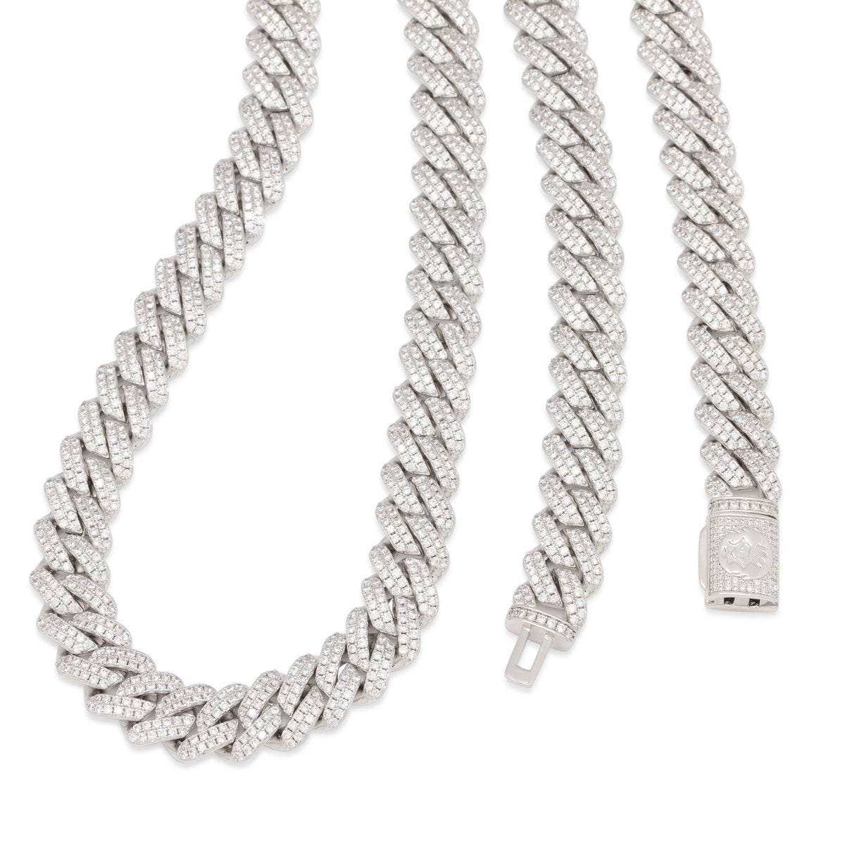 King Ice White Gold Plated 12mm Iced Miami Cuban Chain CHX14105 20”