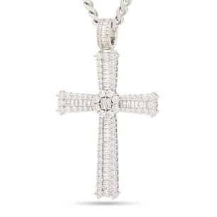 King Ice White Gold Plated Celtic Cross Necklace NKX14335