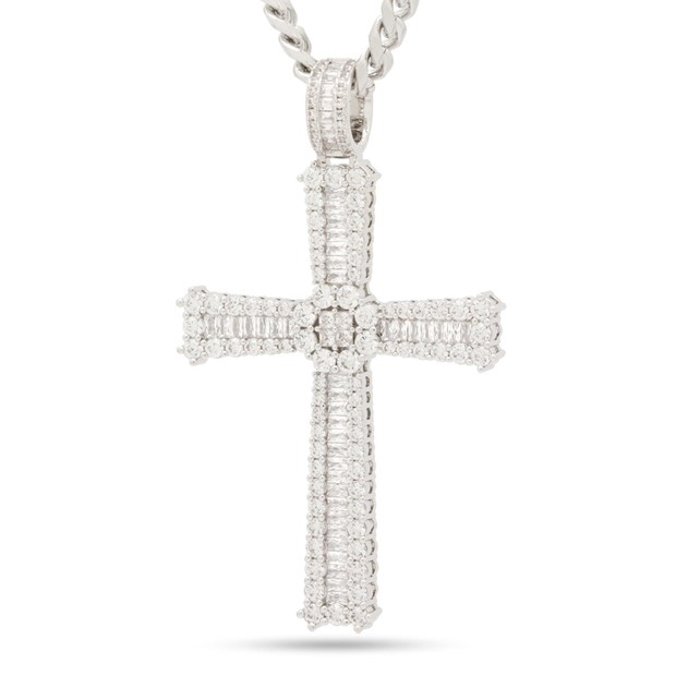 King Ice White Gold Plated Celtic Cross Necklace NKX14335