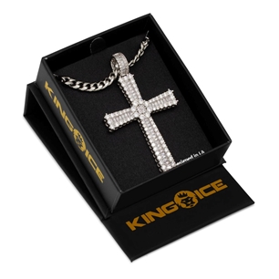 King Ice White Gold Plated Celtic Cross Necklace NKX14335