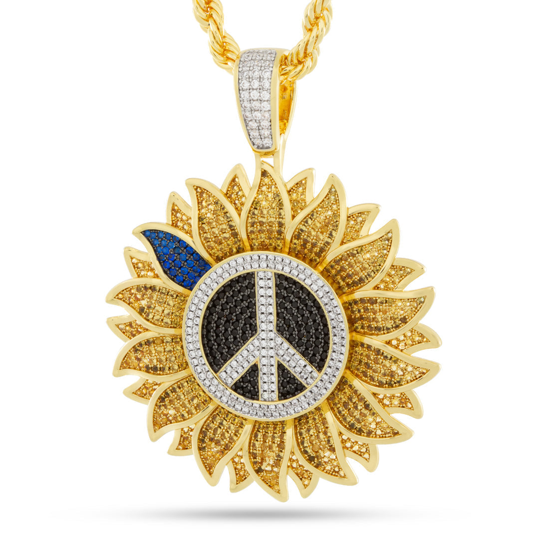 King Ice 14k Gold Plated Peace for Ukraine Necklace NKX14426
