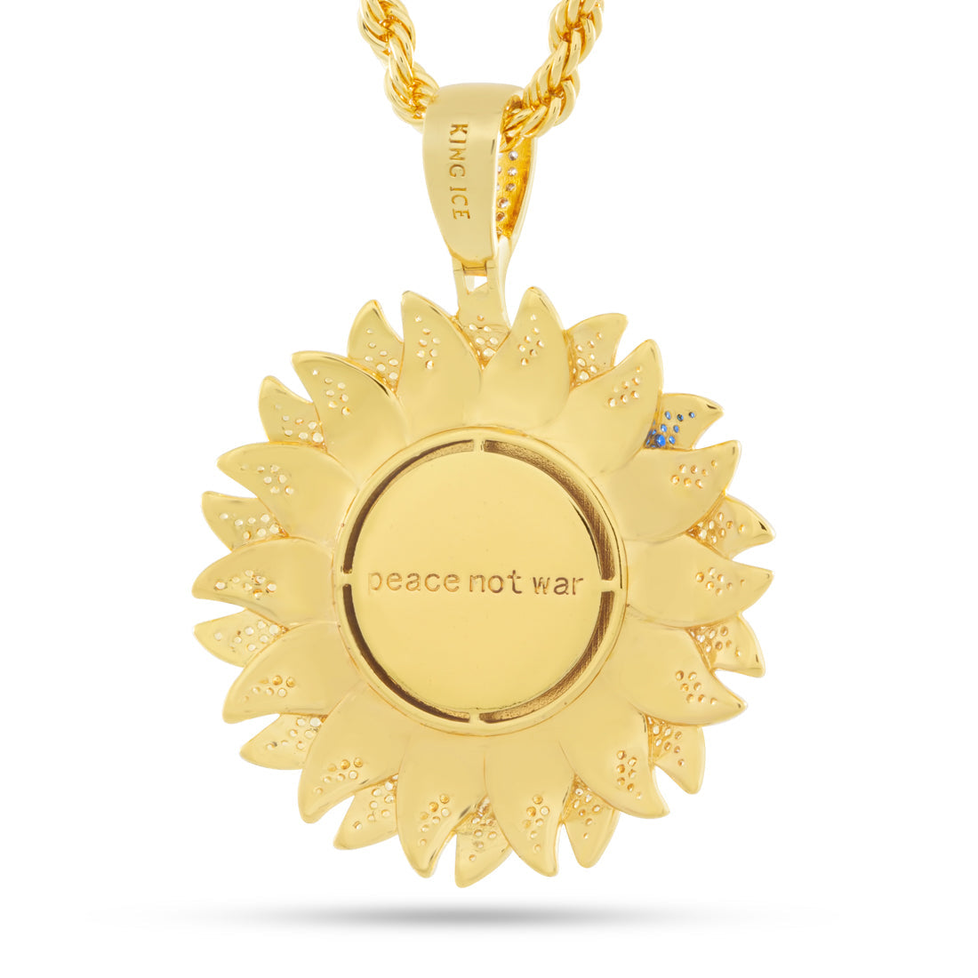 King Ice 14k Gold Plated Peace for Ukraine Necklace NKX14426