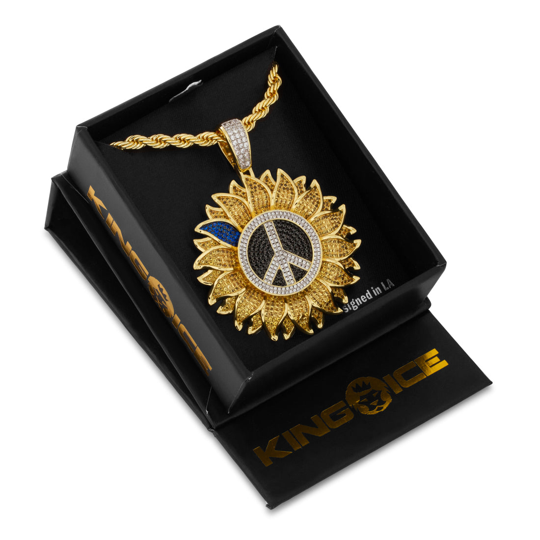 King Ice 14k Gold Plated Peace for Ukraine Necklace NKX14426