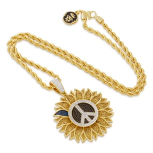 King Ice 14k Gold Plated Peace for Ukraine Necklace NKX14426