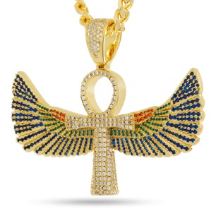 King Ice 14k Gold Plated Ankh of Isis Necklace NKX14429