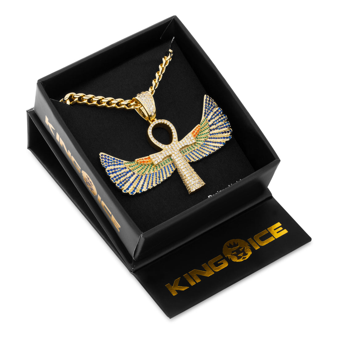 King Ice 14k Gold Plated Ankh of Isis Necklace NKX14429