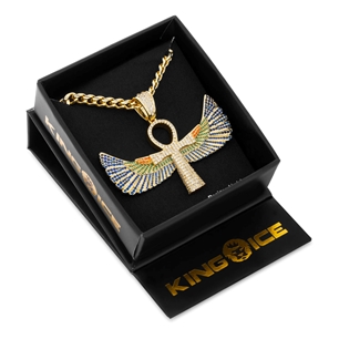 King Ice 14k Gold Plated Ankh of Isis Necklace NKX14429