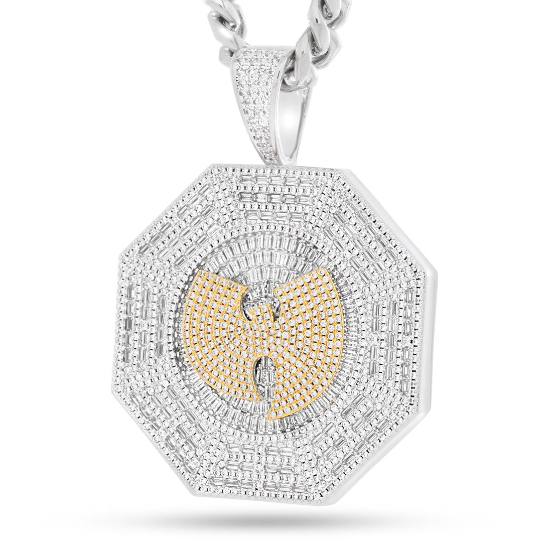 King Ice White Gold Plated Wu Tang Ba Gua Necklace NKX14444